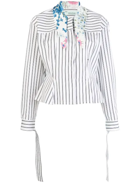 Off-White scarf collar striped shirt White OWGA045E187420299910