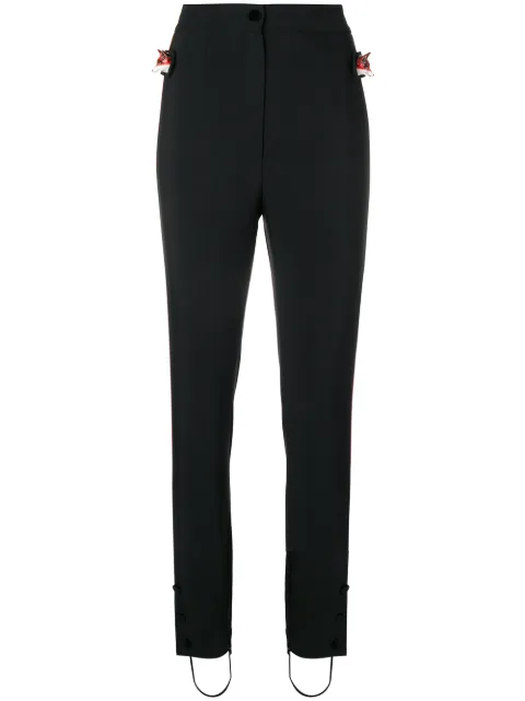 Dolce & Gabbana tuxedo stripe fox trim trousers Black FTA86TFURGB