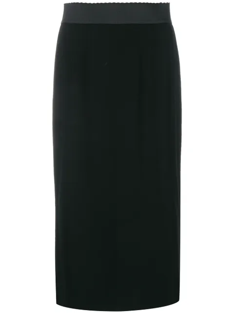 Dolce & Gabbana scallop-edge midi skirt Black F4A1FTFURDV