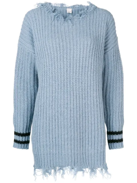PINKO frayed striped sweat Blue 1G13HSY4R9EZ3