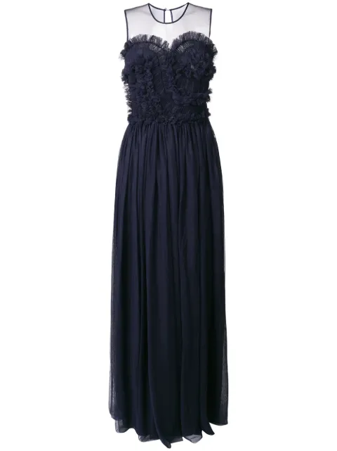 P.A.R.O.S.H. sleeveless flared maxi dress Blue PASTISD720784