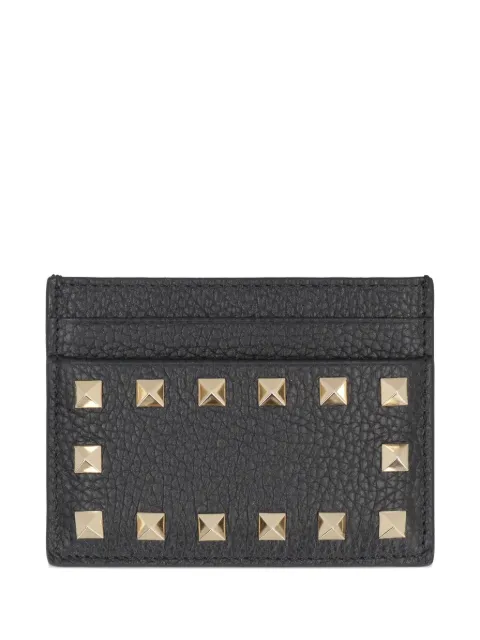 Valentino Garavani Rockstud grainy calfskin cardholder Black WP0486VSH