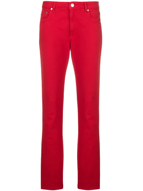 MSGM logo print slim-fit jeans Red 2541MDP49L18478