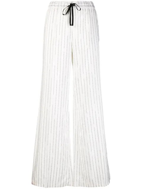 UNRAVEL PROJECT logo stripe palazzo trousers White UWCA038E182210010100