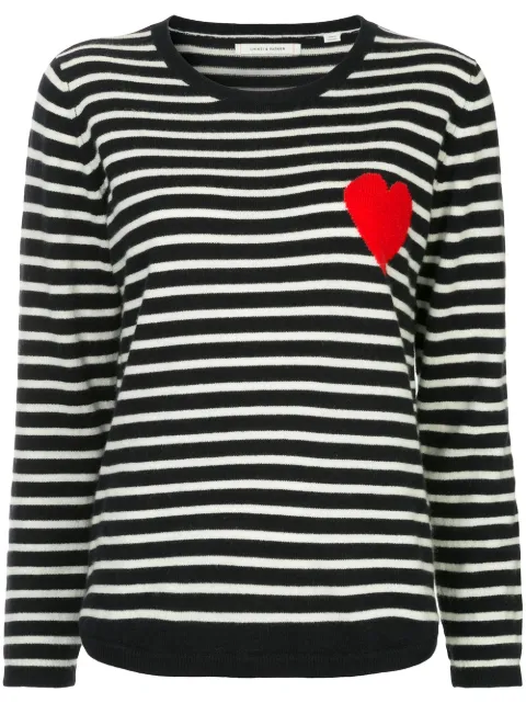 Chinti & Parker Breton stripe heart jumper Blue KH103NCR
