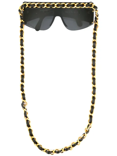 CHANEL Pre-Owned CC chain trim sunglasses Black 002790