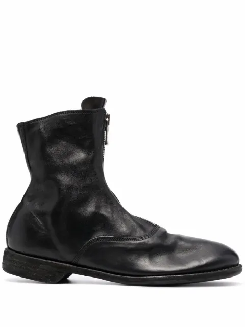 Guidi soft zip front ankle boots Black 210