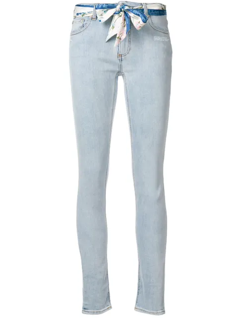 Off-White scarf belt skinny jeans Blue OWYA003E18B150657199