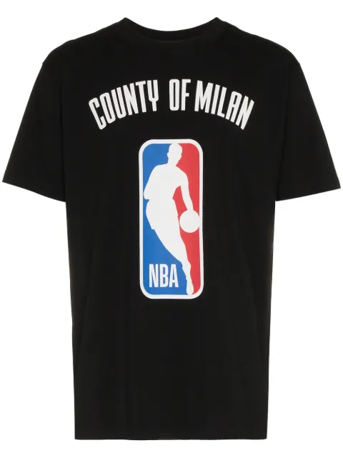 COUNTY OF MILAN X NBA print ribbed neck t-shirt Black CMAA018F180011151088