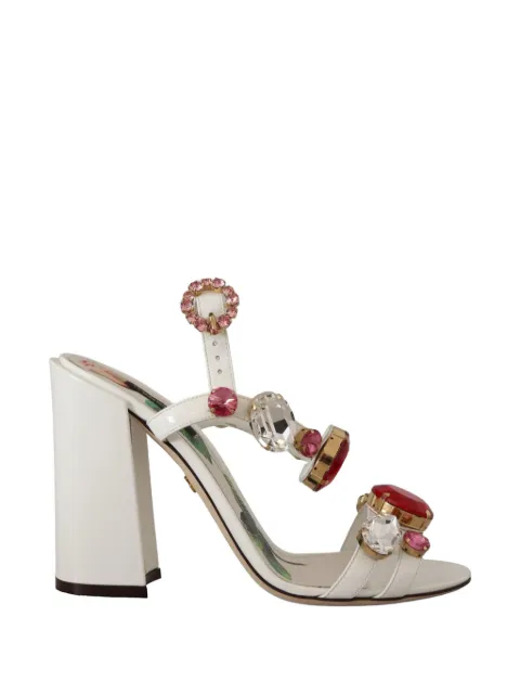 Dolce & Gabbana patent leater heeled sandals White CR0605AU930