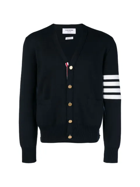 Thom Browne cotton crepe V-neck cardigan Blue MKC171A00219
