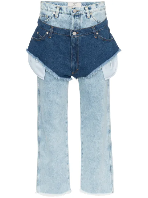 Natasha Zinko high waisted jeans with a denim shorts layer Blue PF183078745