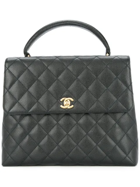 CHANEL Pre-Owned 2002-2003 Quilted CC logo handbag Black 7651031