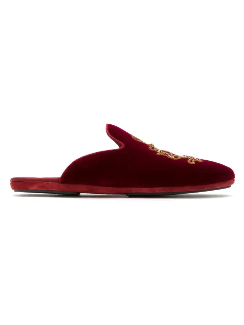 Dolce & Gabbana embroidered velvet slippers Red A80116AU442