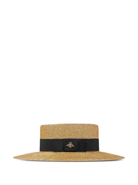 Gucci bee-detail lamé hat Gold 4546673HA28