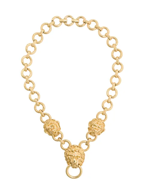 Susan Caplan Vintage 1980s Vintage Kenneth Jay Lane Doorknocker Necklace Gold NL019059