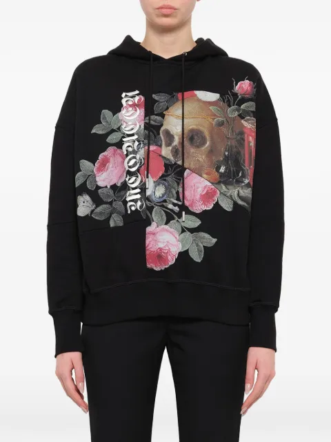 Alexander McQueen skull rose-embellished hoodie Black 519217QKZ47