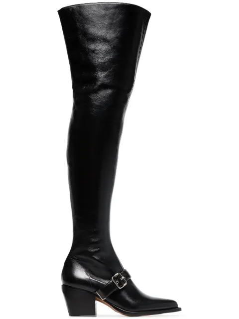 Chloé black over the knee 80 leather boots Black CHC18A06121