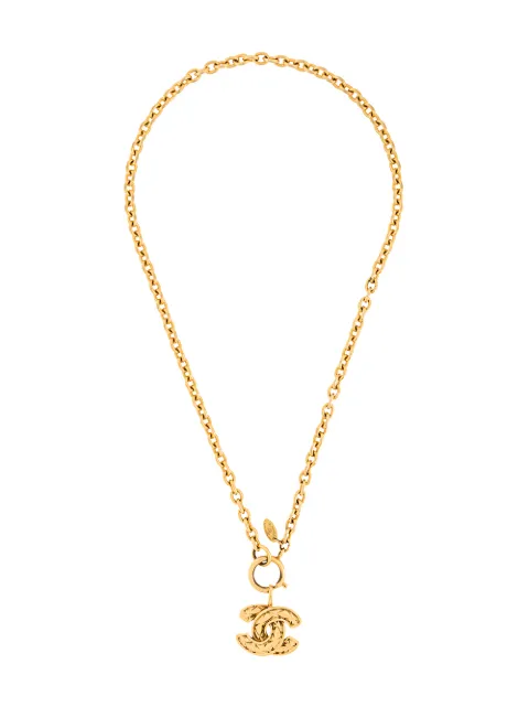 CHANEL Pre-Owned 1980s quilted pendant necklace Gold NL020038