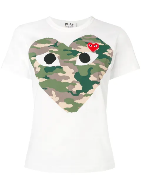 Comme Des Garçons Play camouflage heart T-shirt White P1T241