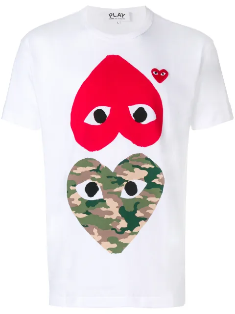 Comme Des Garçons Play hearts print T-shirt White P1T248