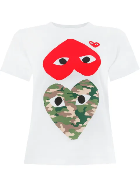 Comme Des Garçons Play Camouflage Mirror Heart T-shirt White P1T247