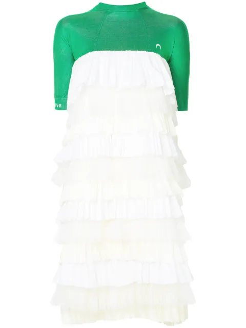 Marine Serre pleated tier color blocked dress Multicolour D4SS18