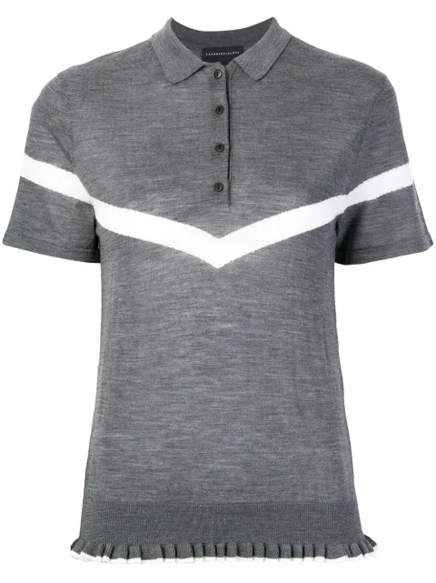 Cashmere In Love ruffle trimming knitted polo shirt Grey CASHMEREINLOVEPOLOGREY