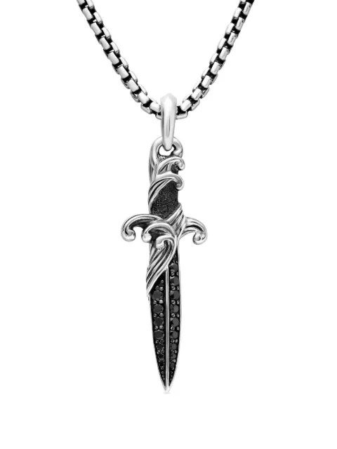 David Yurman sterling silver Waves Dagger diamond amulet (43.8mm) Black D15311MSSABD