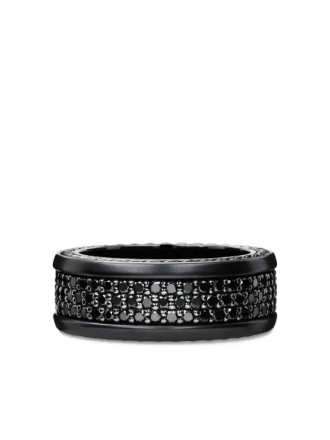 David Yurman sterling silver Streamline Three Row diamond band ring (8.5mm) Black R05463MTBABD