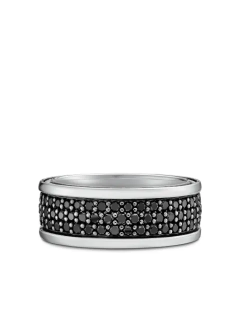 David Yurman sterling silver Streamline Three Row diamond band ring (8.5mm) Silver R05463MSSABD