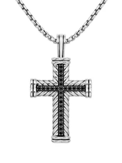 David Yurman sterling silver Chevron Cross diamond pendant (41.7mm) Silver D05034MSSABD