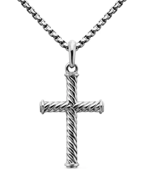 David Yurman sterling silver Cable Cross pendant (35mm) Silver D15242MSS
