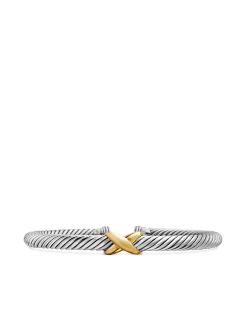 David Yurman 14kt yellow gold and sterling silver X Classic Cable Station bracelet (5mm) Silver B04914S4