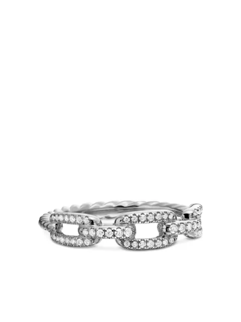 David Yurman 18kt white gold Stax Chain Link diamond ring (4.5mm) Silver R13037D8WADI