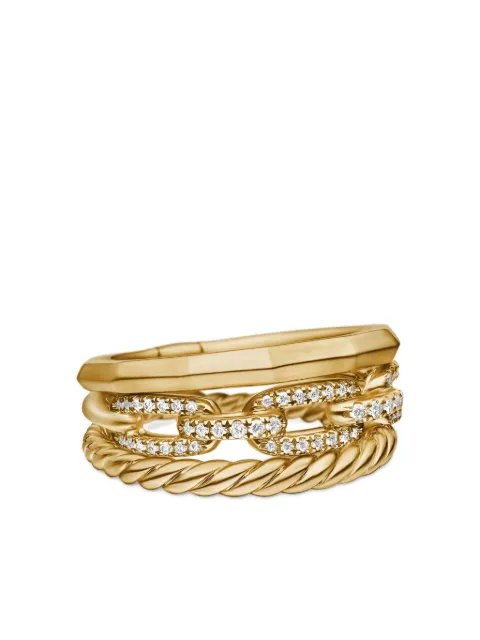 David Yurman 18kt yellow gold Stax Three Row diamond ring (9.5mm) Gold R12941D88ADI