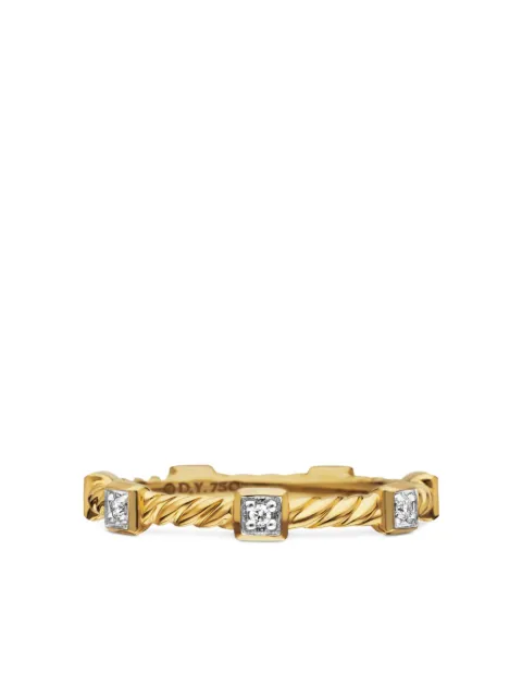 David Yurman 18kt yellow gold Cable Collectibles Stations diamond stack ring (2mm) Gold R12820D88ADI
