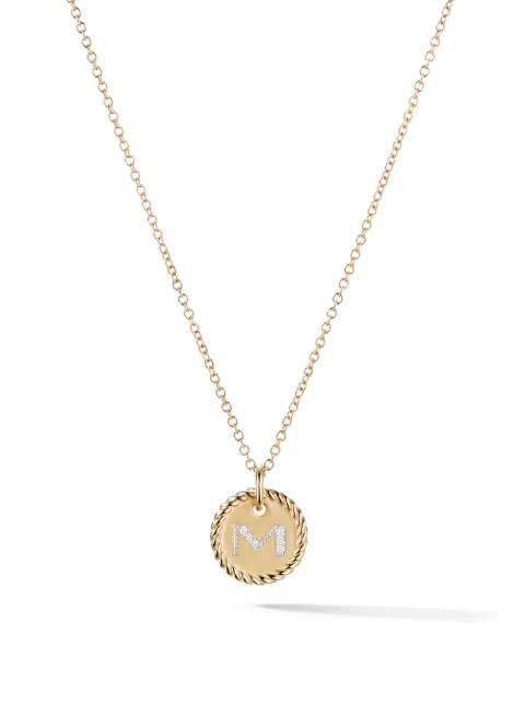 David Yurman 18kt yellow gold M Initial Charm diamond necklace Gold N0879288ADIM