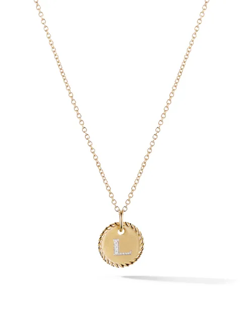 David Yurman 18kt yellow gold L Initial Charm diamond necklace Gold N0879288ADIL