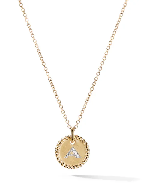 David Yurman 18kt yellow gold A Initial Charm diamond necklace Gold N0879288ADIA