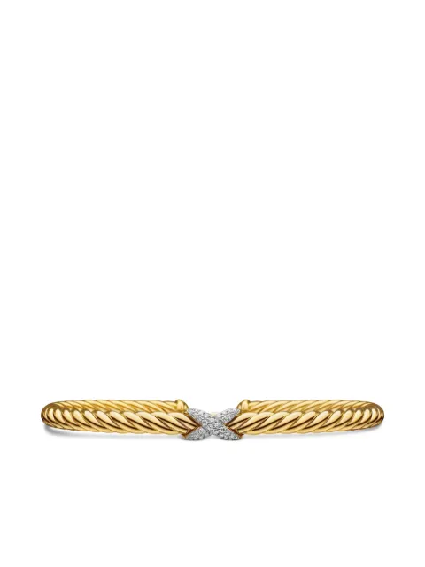 David Yurman 18kt yellow gold X Cablespira Station diamond bracelet (4mm) Gold B12469D88ADI