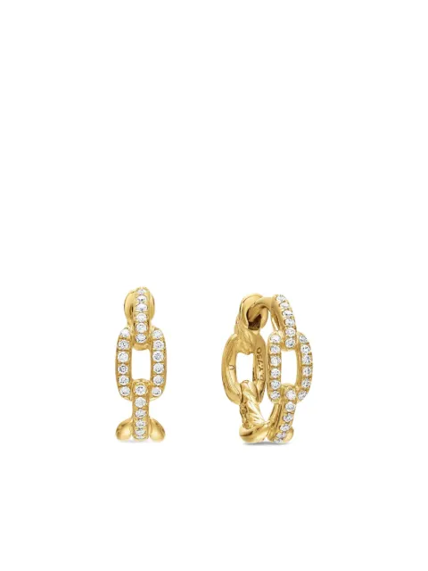David Yurman 18kt yellow gold Stax diamond chain link huggie hoop earrings (12.5mm) Gold E12926D88ADI
