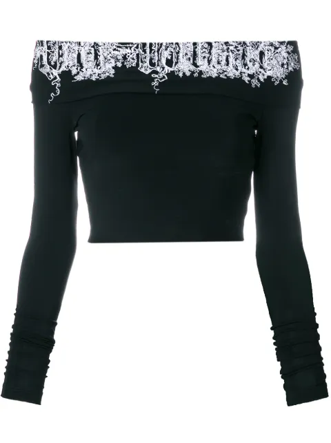 Off-White front logo strapless blouse Black OWAD041S189261301001