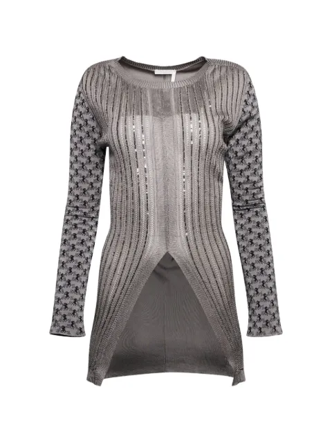Chloé sequin-embellished horse-jacquard sweater Grey CHC18UMP26620