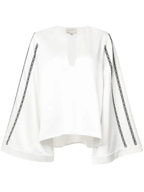Zeus+Dione embroidered wide sleeve blouse White CLBL149