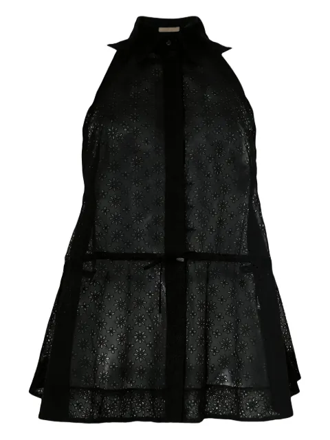 Alaïa Pre-Owned 2017 sheer drawstring sleeveless shirt Black CSZH0318ALTOP