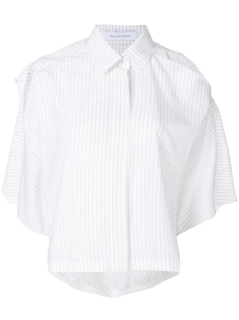 Walk Of Shame pinstripe cut out shirt White SH0032SS18