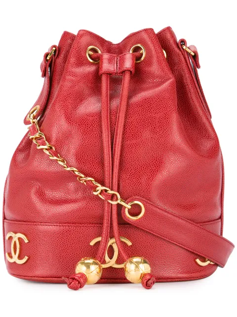 CHANEL Pre-Owned 1994-1996 logo drawstring shoulder bag Red 3045175