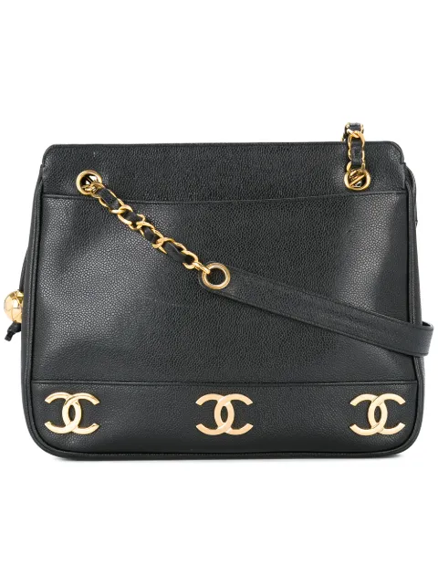 CHANEL Pre-Owned 1991-1994 logo chain shoulder bag Black 2975804