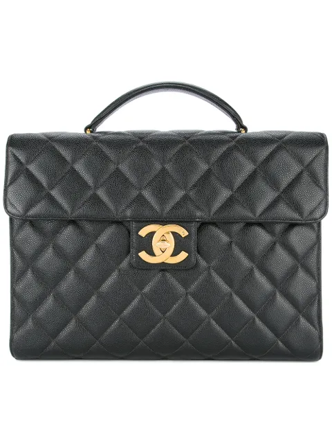 CHANEL Pre-Owned quilted flat briefcase Black 2908400